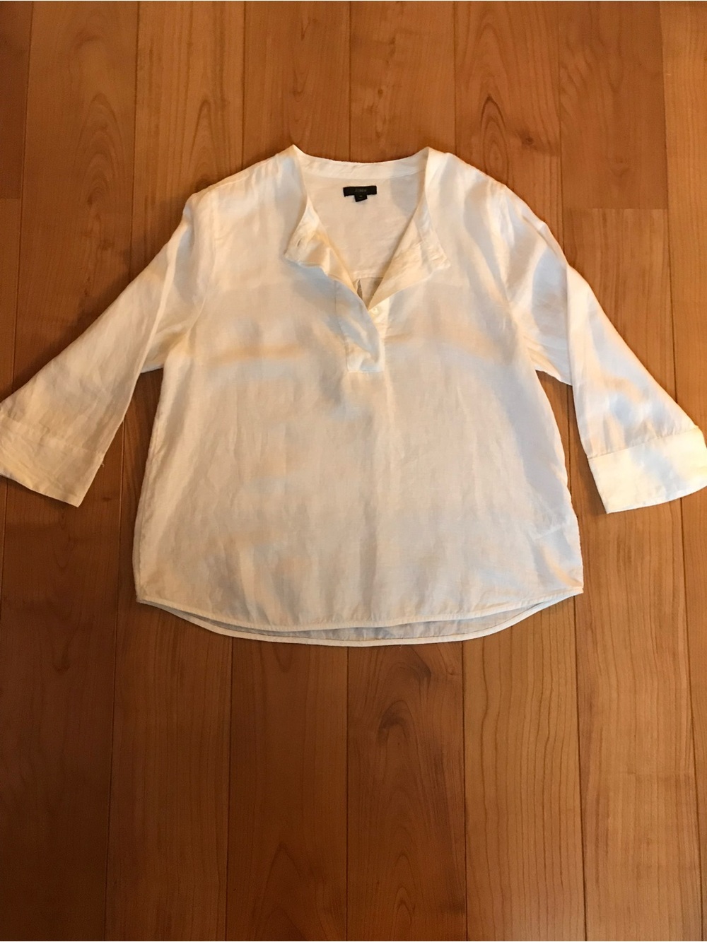J. Crew Cream Split-Neck 3/4 Sleeve Blouse